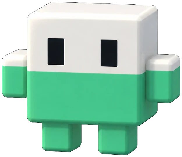 pumpcode: a white and green block robot who turns every prompt into a coin
